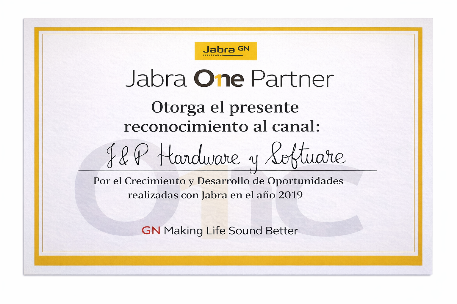 Certificado Jabra One Partner – Consultor corporativo en soluciones tecnológicas B2B